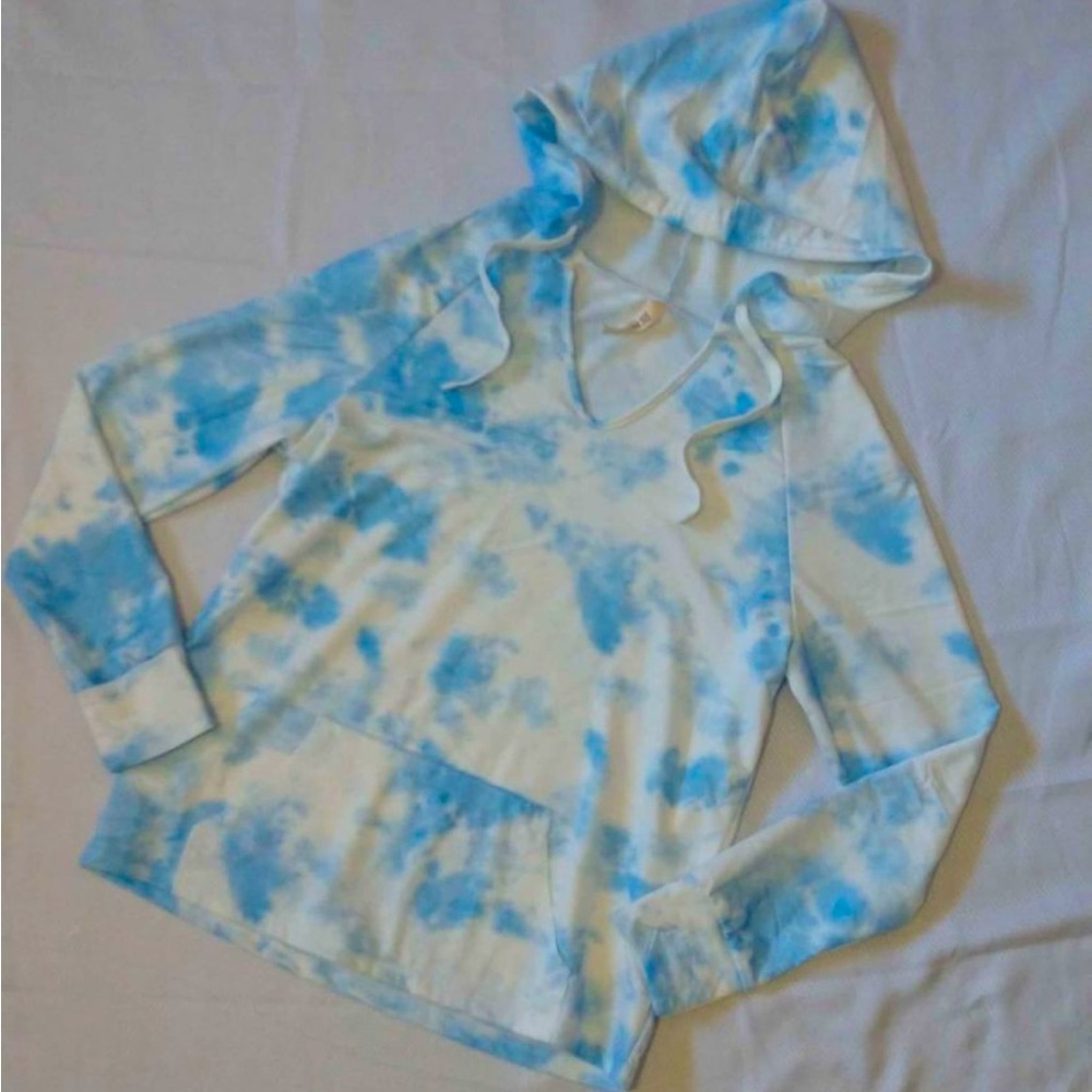 Ladies Small Rewash tie-dye lightweight pullover hoodie sweater jacket Euc